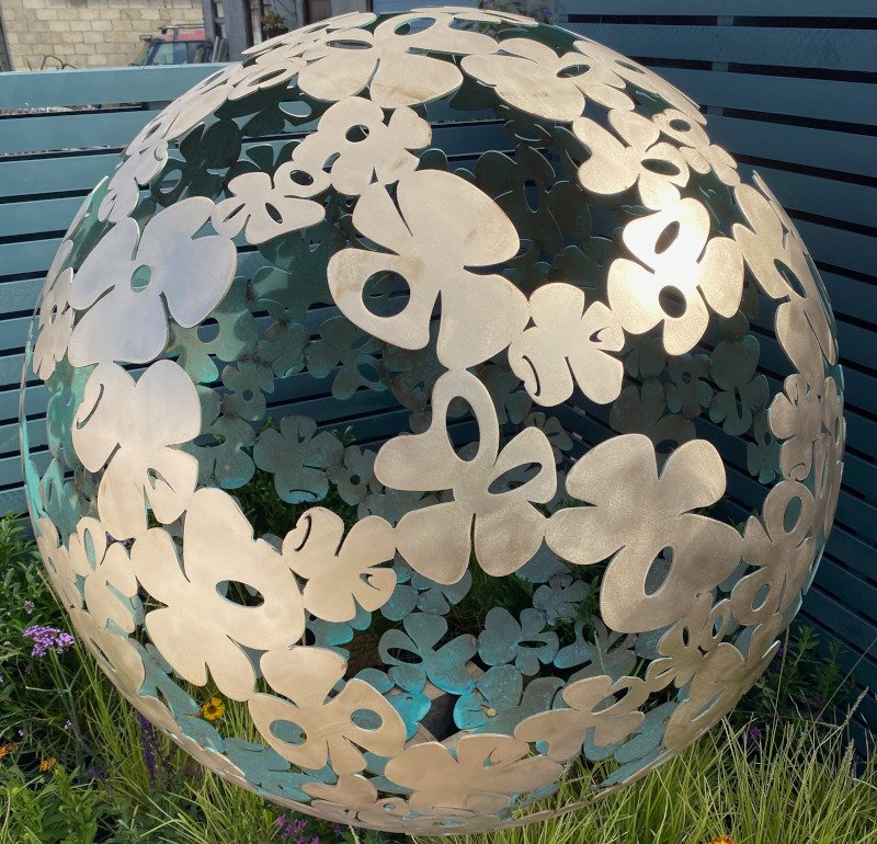Hydrangea Brass 1.2m Sphere Handmade Garden Sculpture