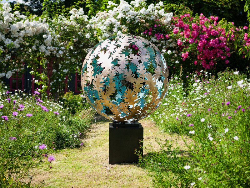 Oak Leaf Brass 1.2m Sphere Handmade Garden Sculpture